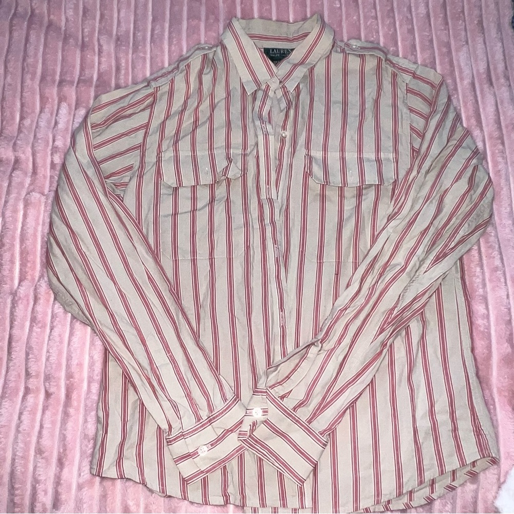 Lauren Ralph Lauren Red and Tan Button Down Shirt